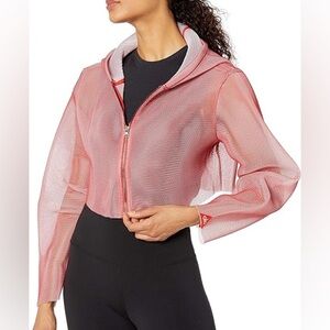 Alo Yoga reversible cropped mode jacket in cherry pop/dove gray size small